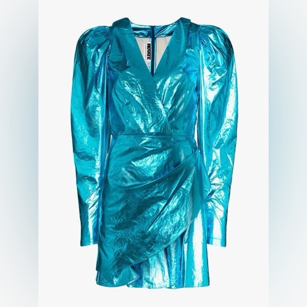 ROTATE BIRGER CHRISTENSEN Lamé Mini Dress In Blue size 4